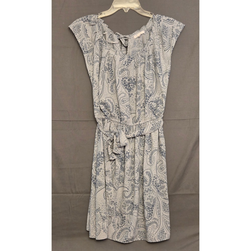 LC Lauren Conrad Paisley Print Pleat Neck Dress Women's Size Small Blue